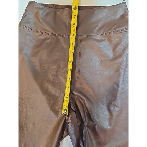Offline By Aerie Real Luxe Faux Leather Leggings Brown Size M New - Picture 11 of 14